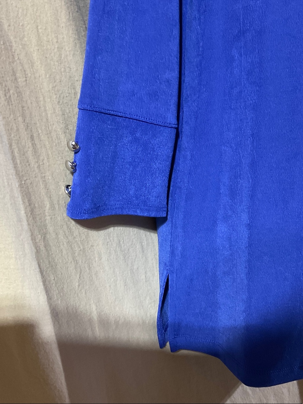 Chico's Size S Scoop Neck 3/4 Sleeve Tunic - Cobalt Blue - Picture 3 of 6